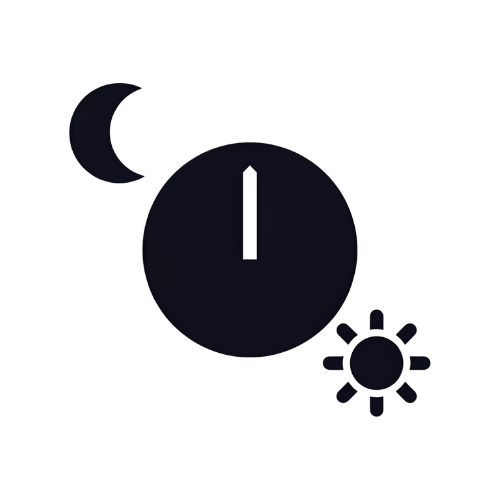 Icône d'une minuterie avec un symbole de lune à gauche et un symbole de soleil à droite.