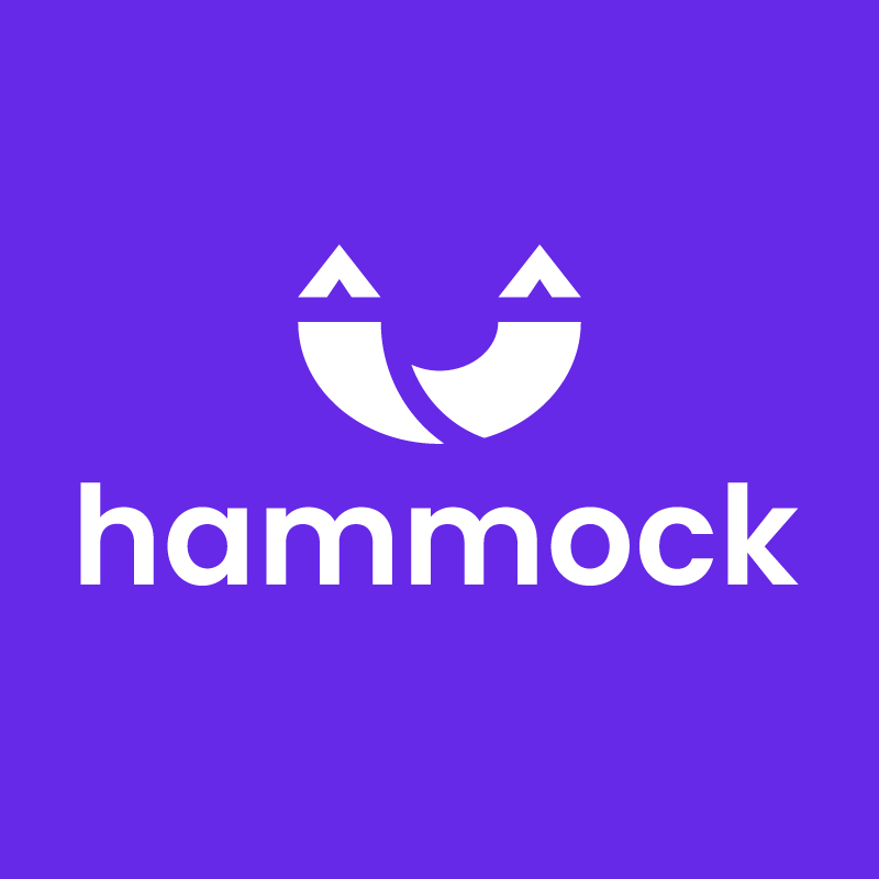 White hammock logo above the word 'hammock' on a purple background.