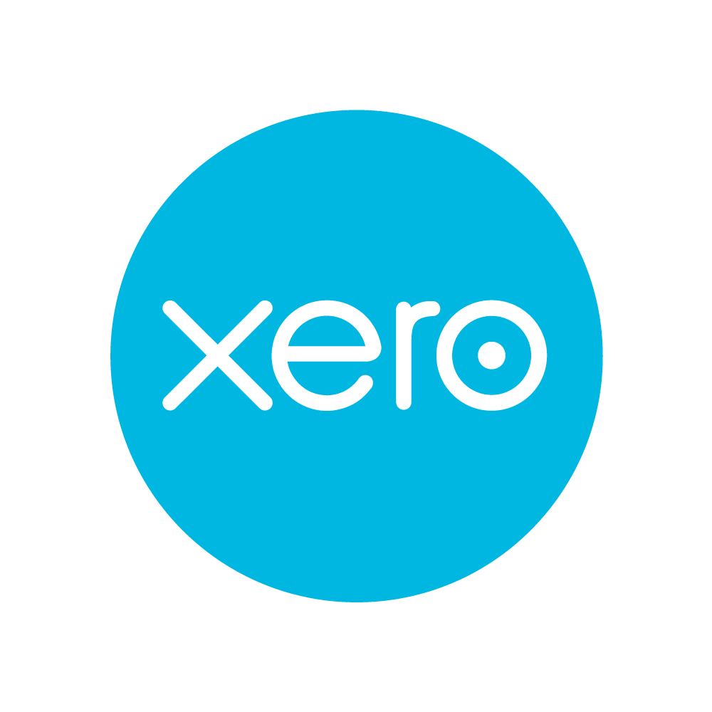 Xero company logo in white lowercase letters inside a blue circle.
