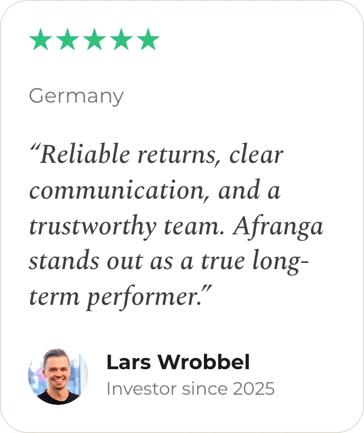 Testimonial from Lars Wrobbel, Germany, investor since 2025