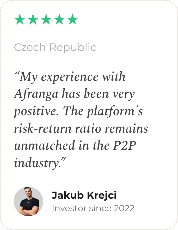 Testimonial from Jakub Krejci, Czech Republic, investor since 2022