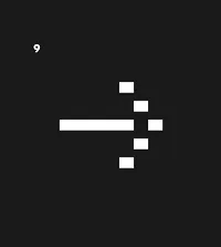 White right arrow made of rectangles on black background, with number 9 in upper left corner.