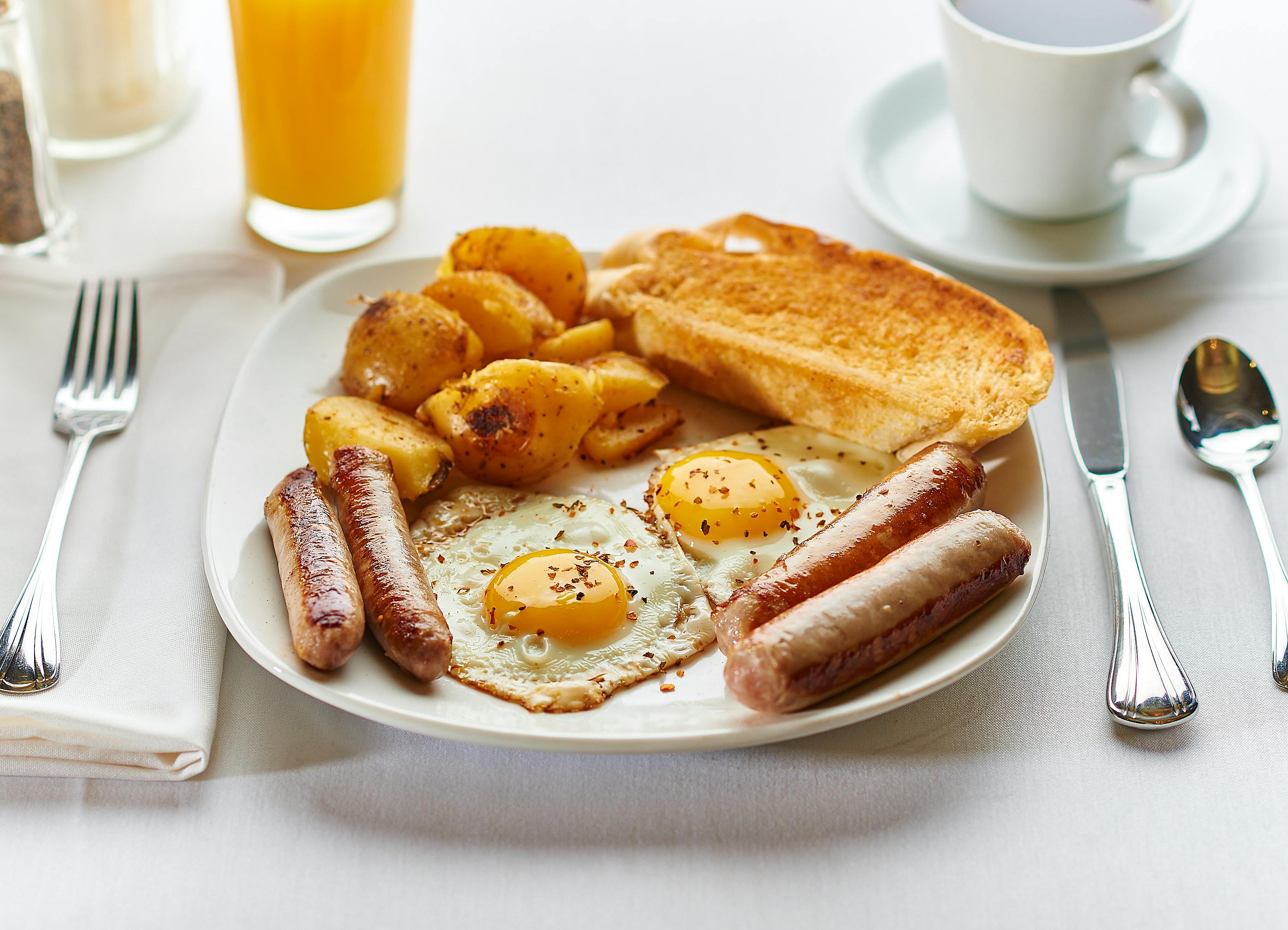 breakfast on table stock image
