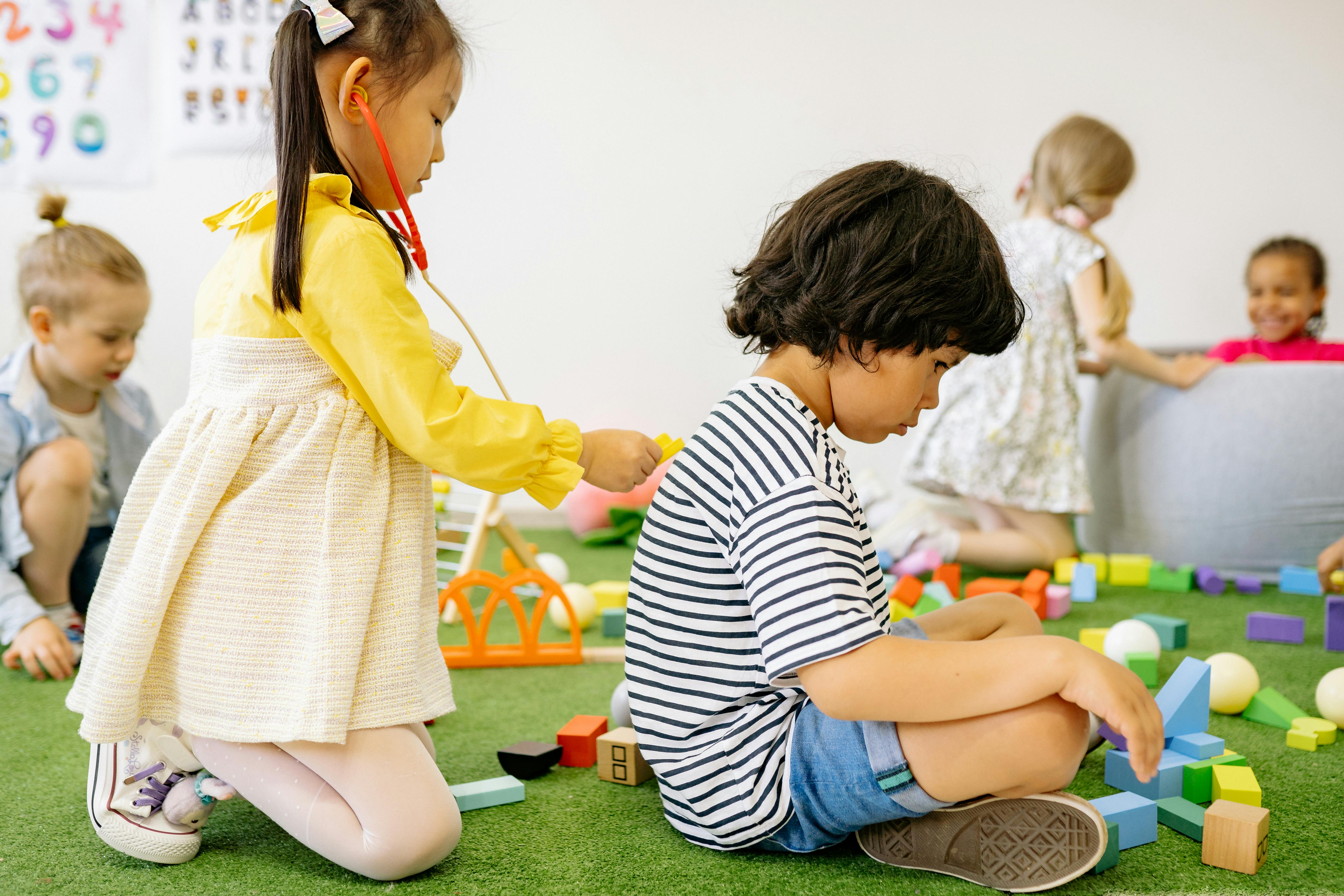 kids playing stock image