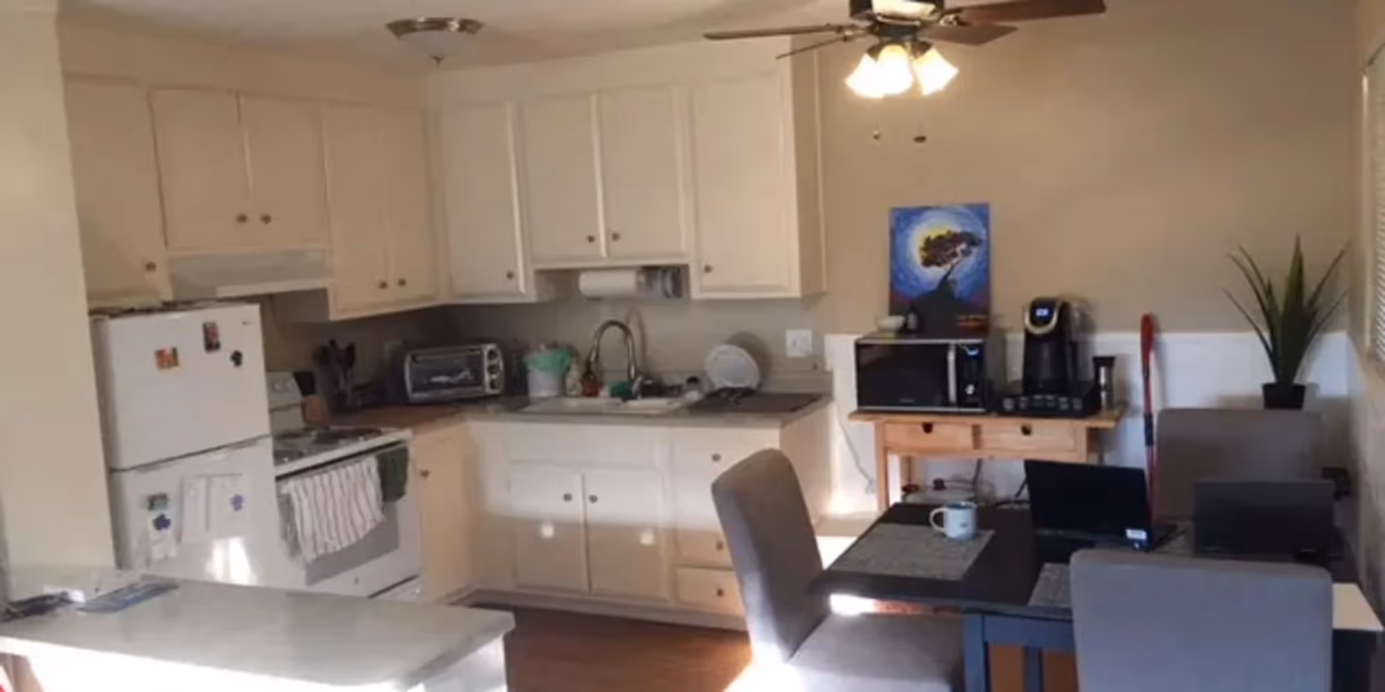 Kitchen with white cabinets 