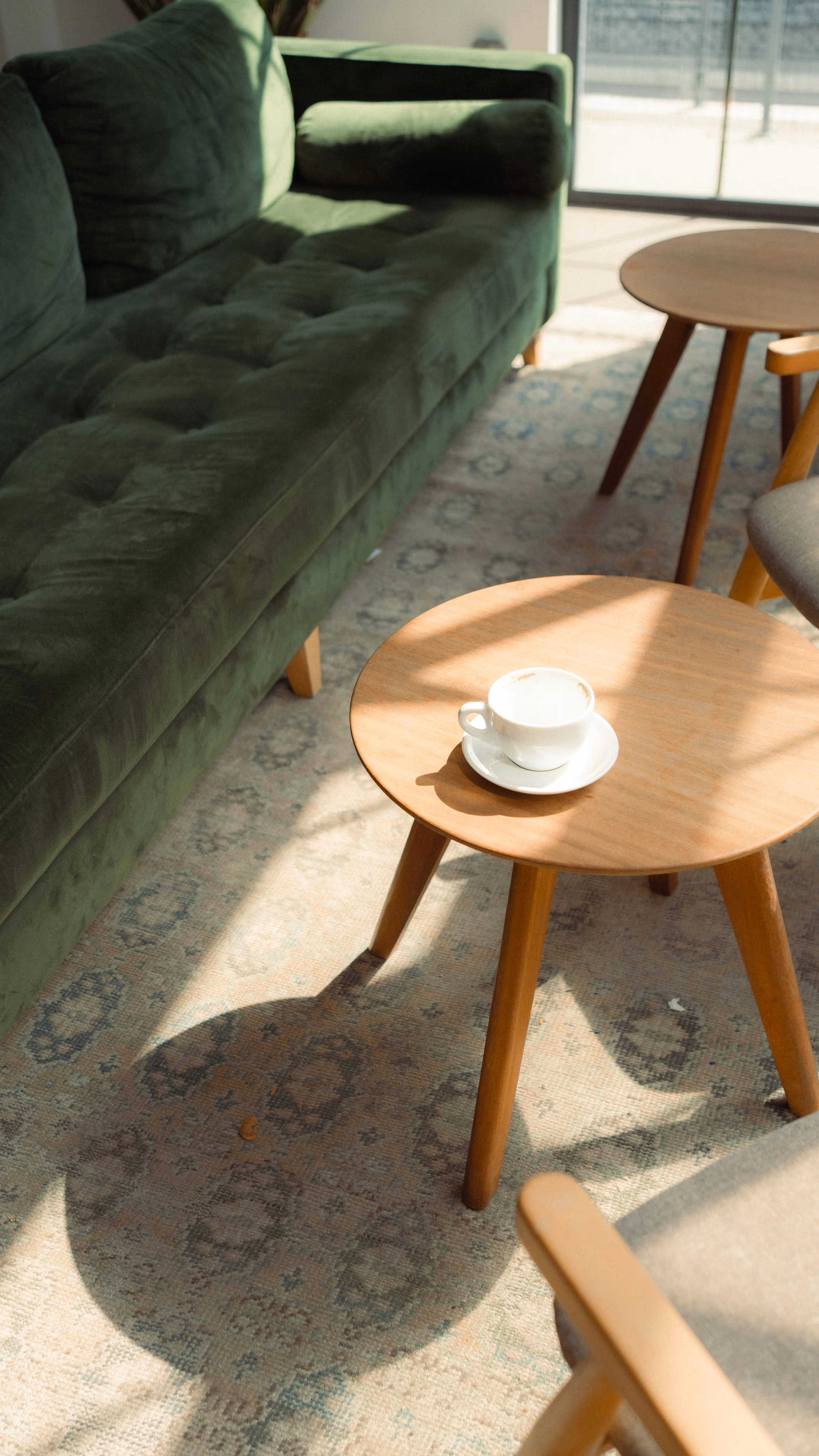 green couch and table stock image