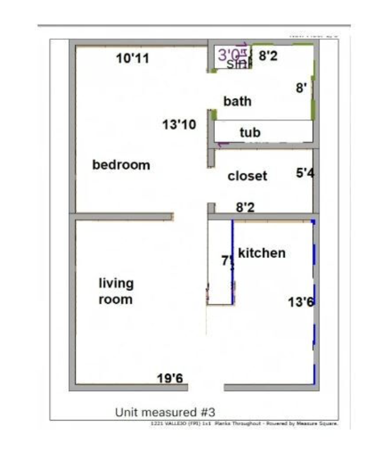 1 Bed / 1 Bath, 600 sq. ft. 