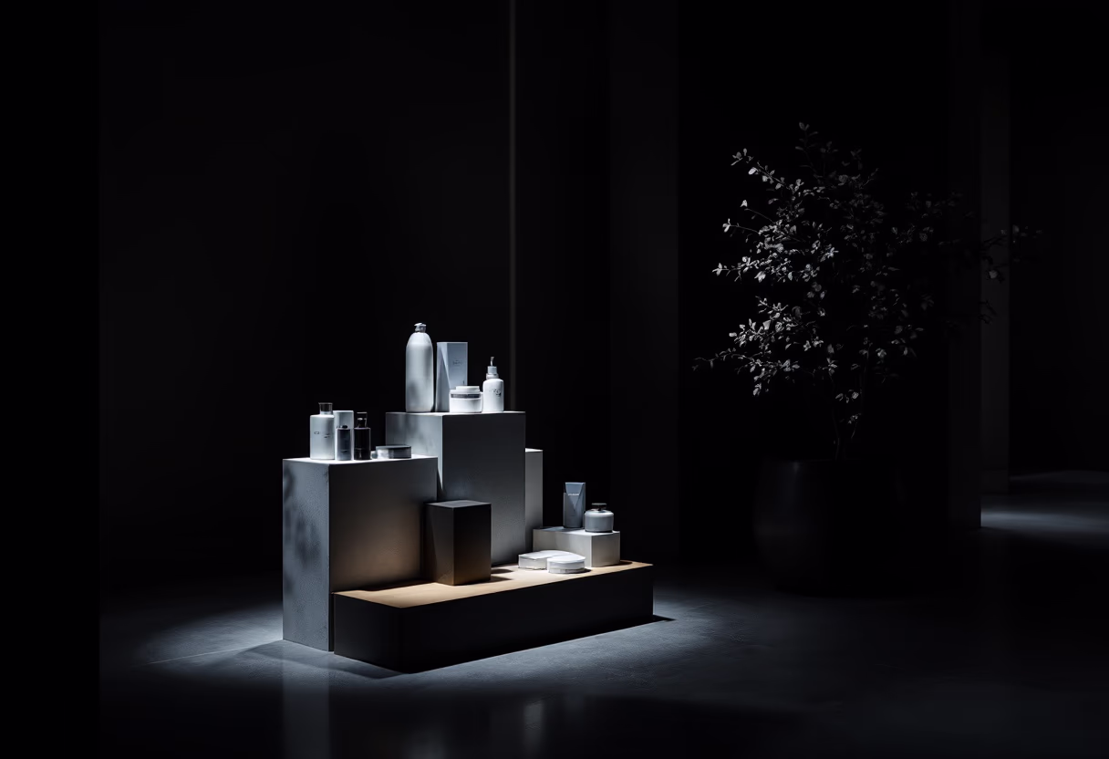 [background image] of retail setting (for a beauty product)