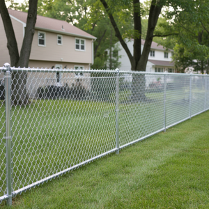 Galvanized chain link fence installation on Long Island