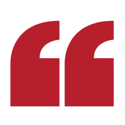 Red stylized opening quotation marks symbol on a transparent background.