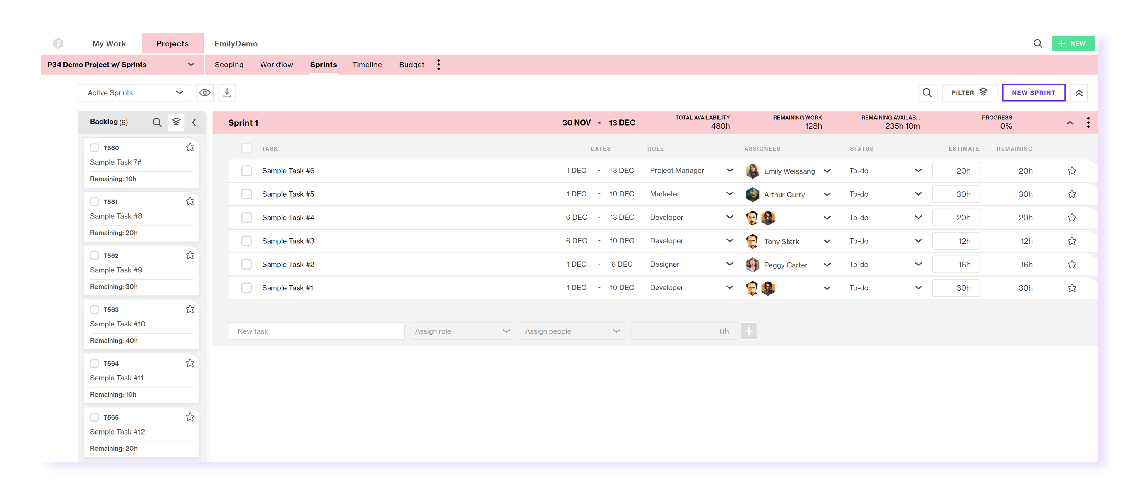 Scrum board example