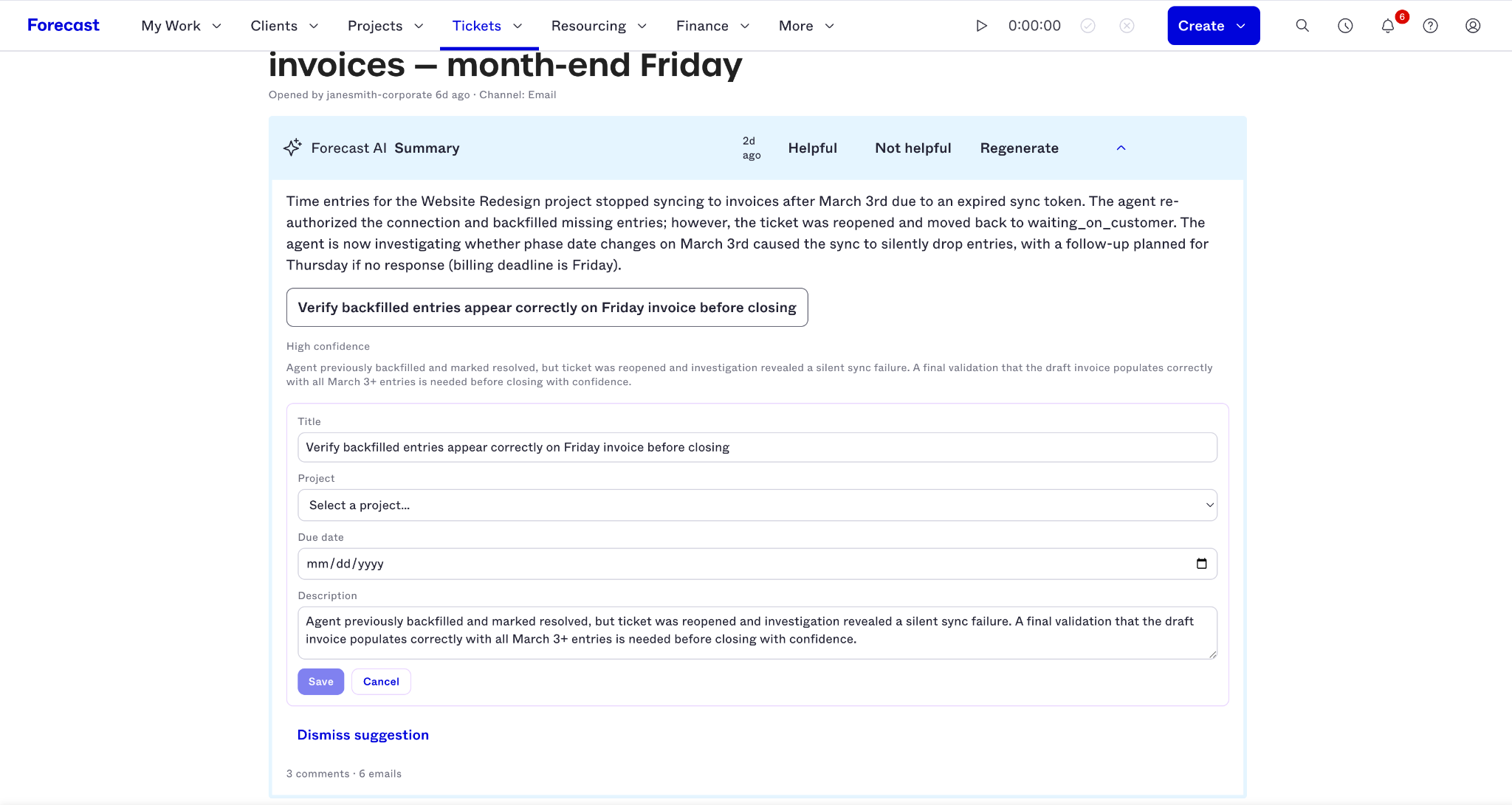 Use AI to summarize ticket requests and streamline ticket creation