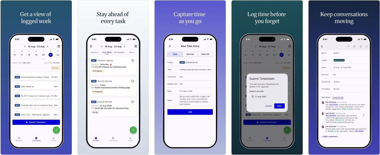 screenshot of Accelo's mobile app