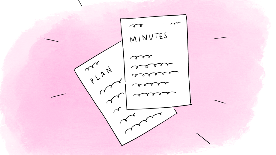 Illustration of two documents labelled Plan and Minutes.