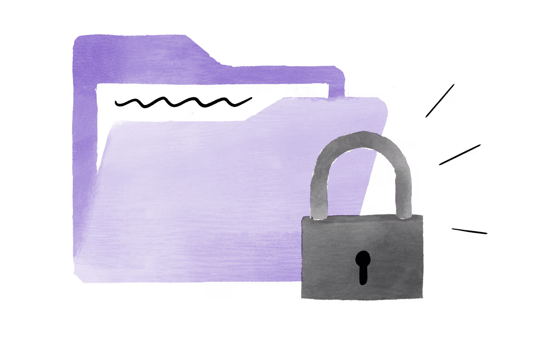 A folder of notes with a big padlock in front of it