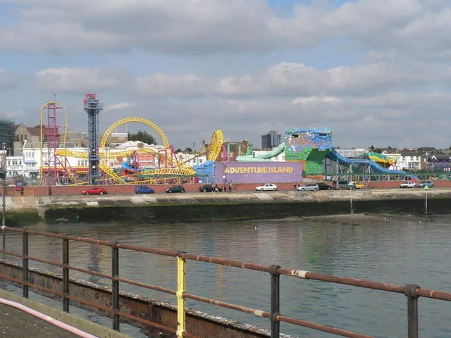 Rides and roller coasters at Adventure Island on Southend seafront