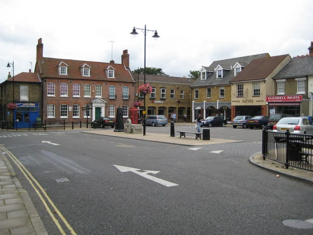 Shops and historic buildings around Market Square in Rochford
