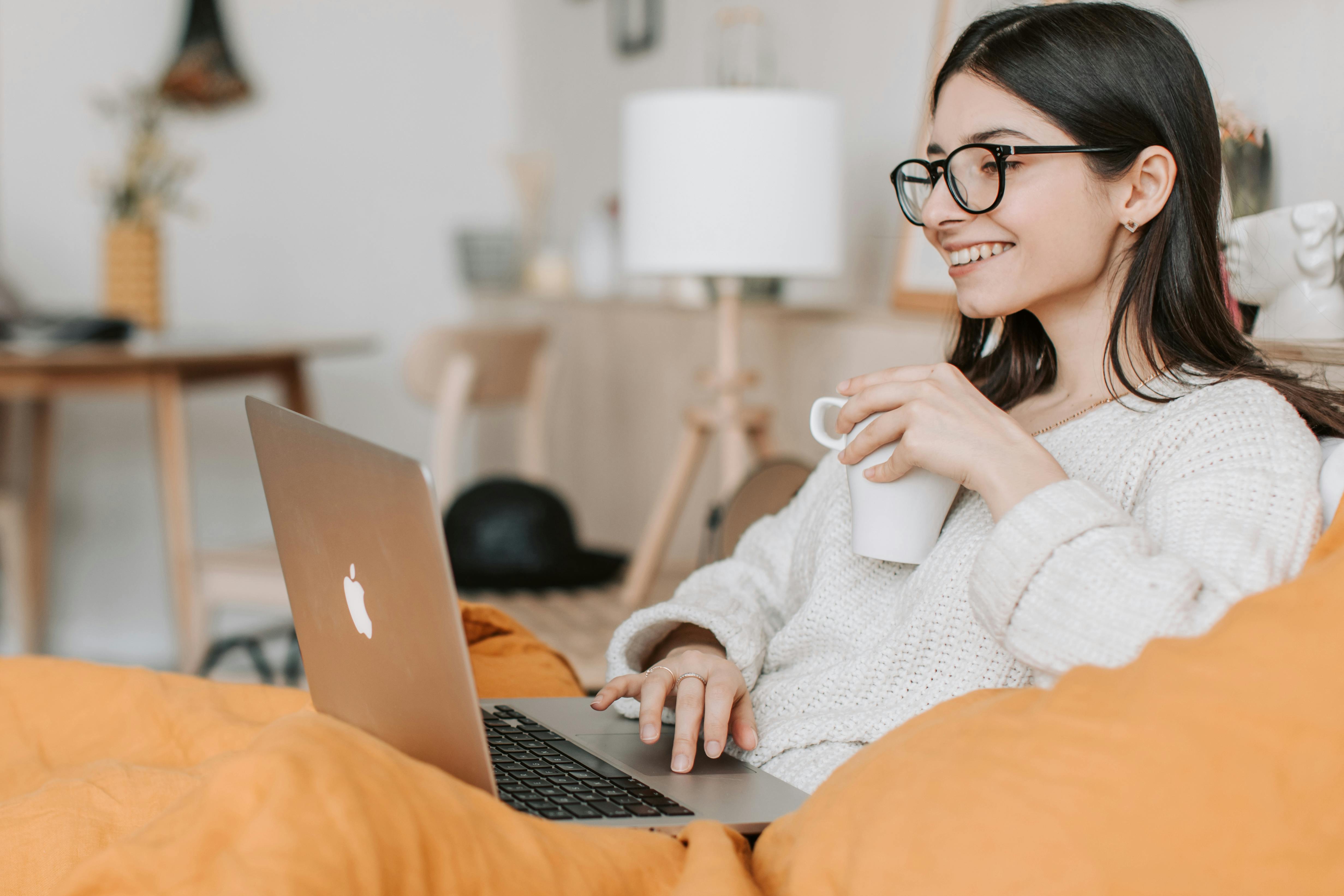Woman on laptop stock image