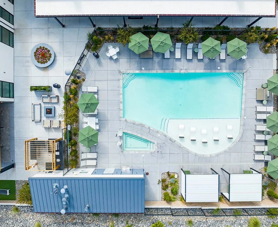 Exterior of property pool sky view