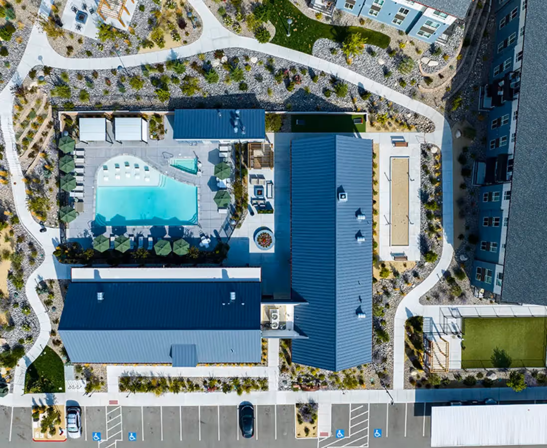 Exterior of property pool sky view