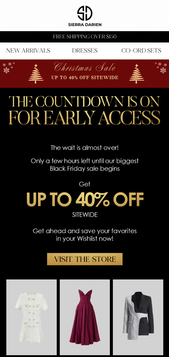 Sneak Peek Christmas Sale Email Example