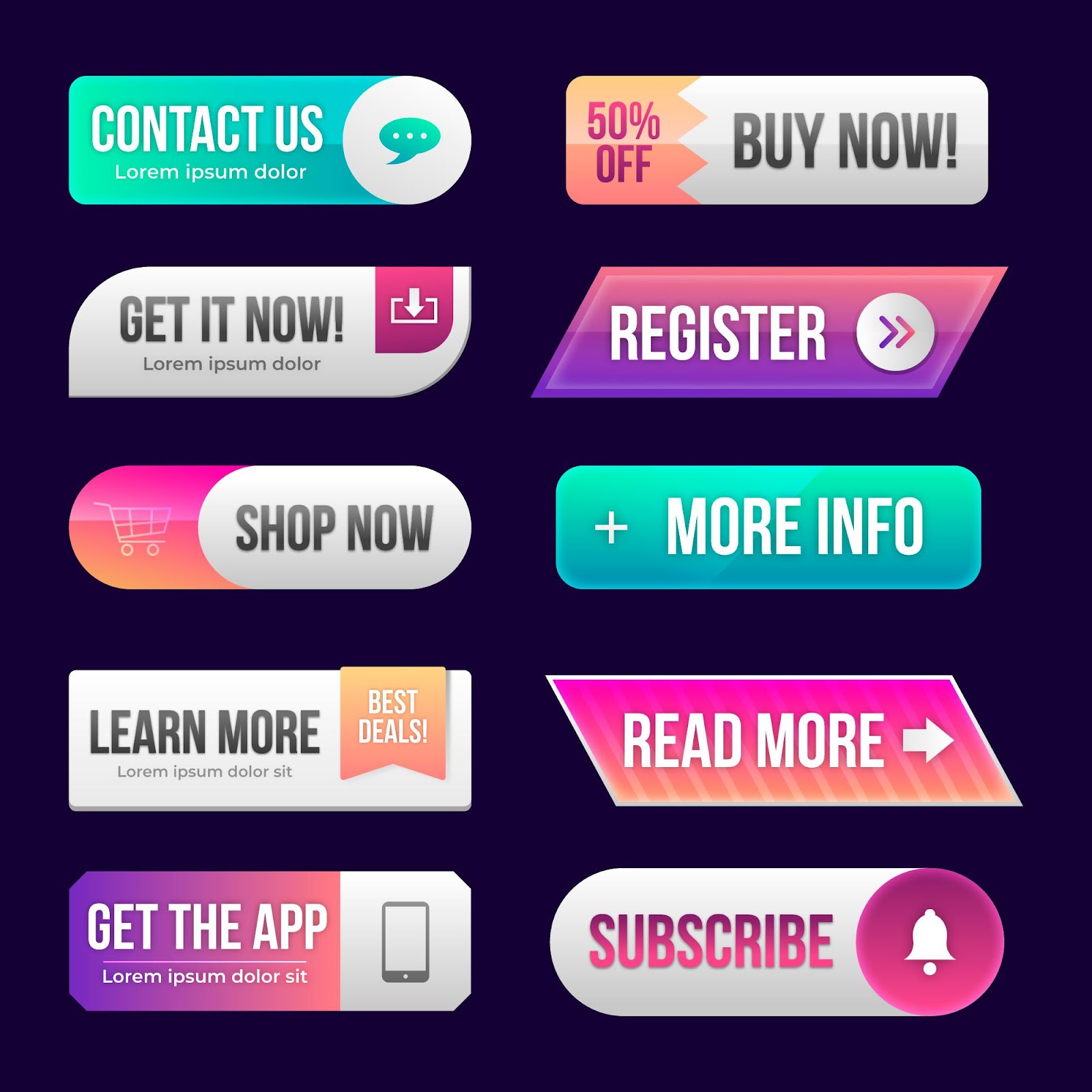 Different types of CTA Buttons