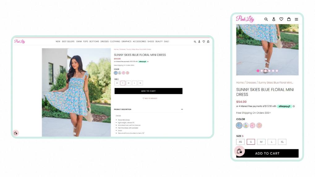 An example of a mobile optimized website