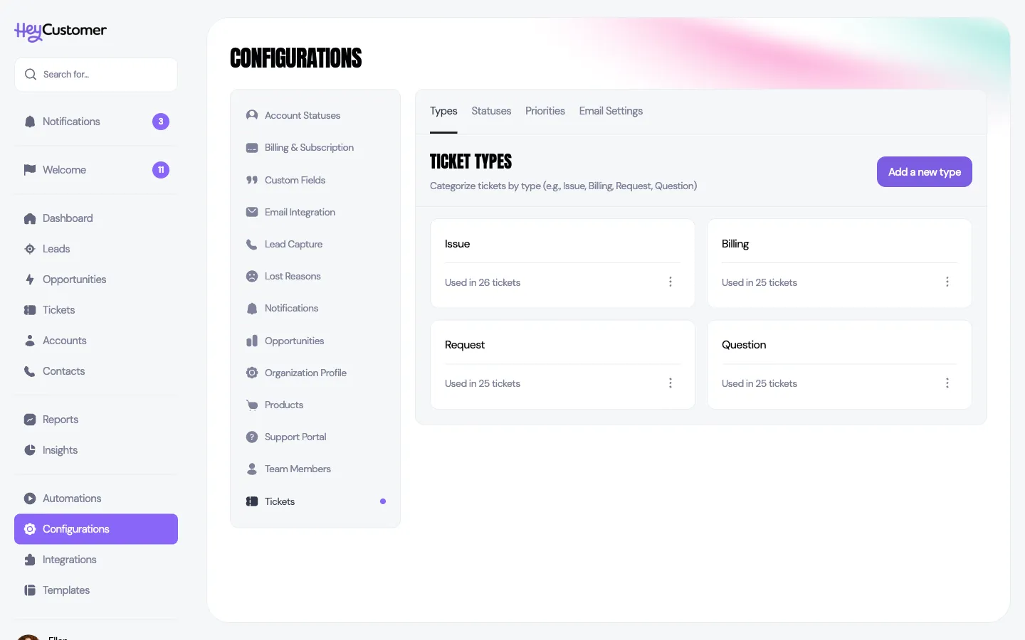 Configure your tickets