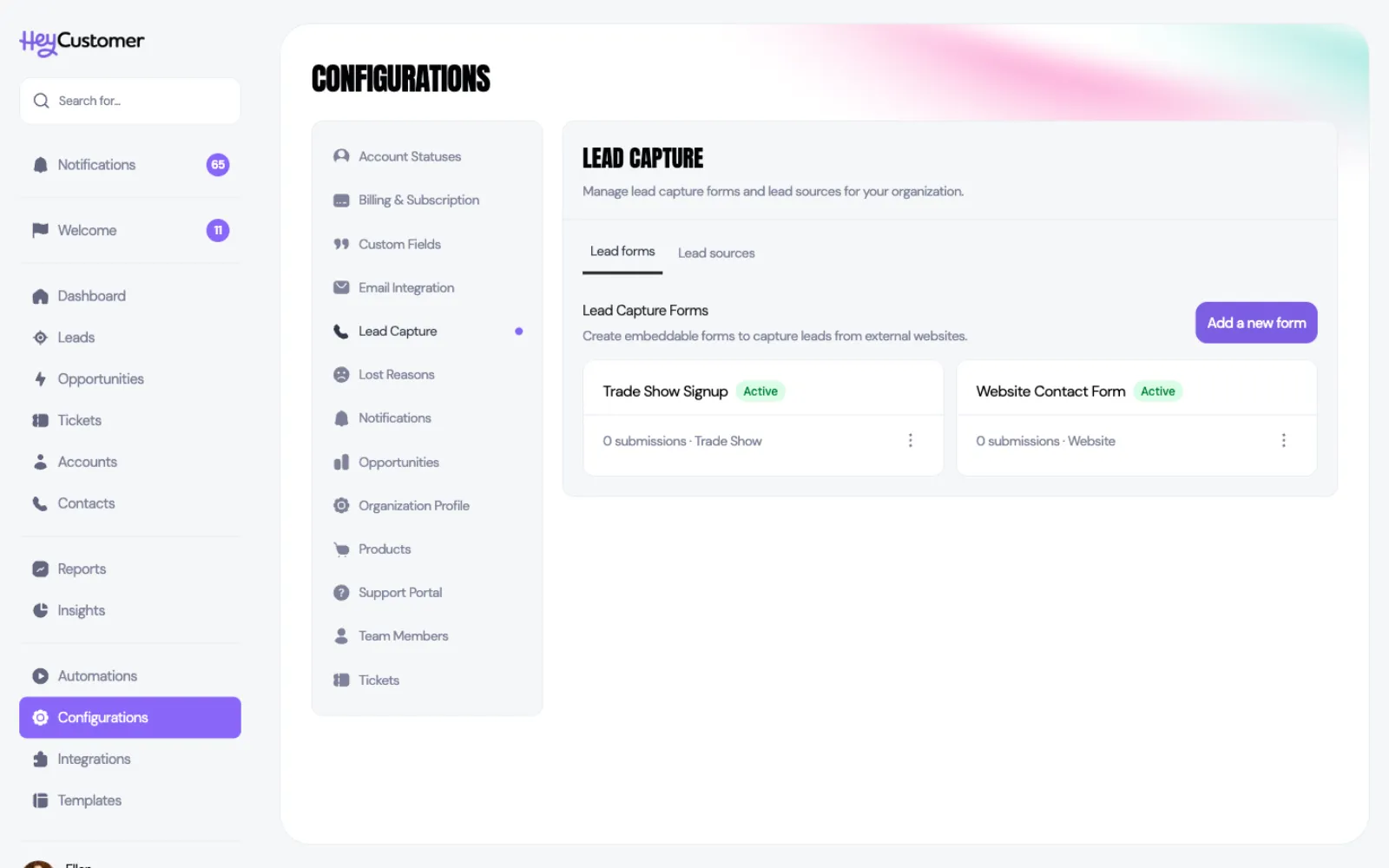 Capture leads from your website