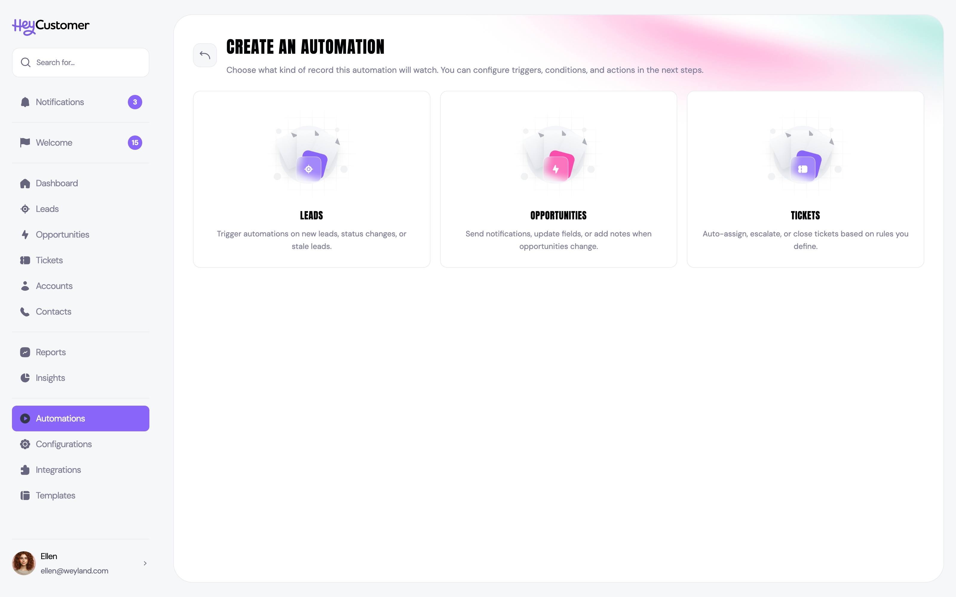 Automation rules overview in Hey Customer