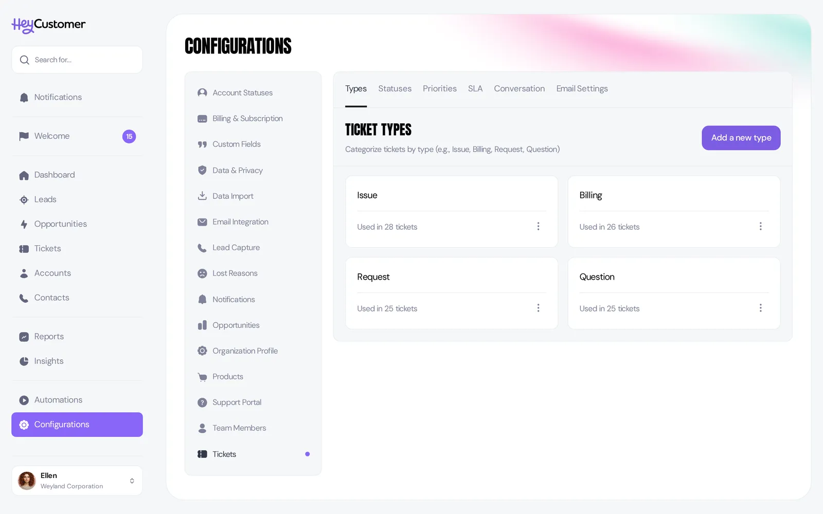 Configure your tickets