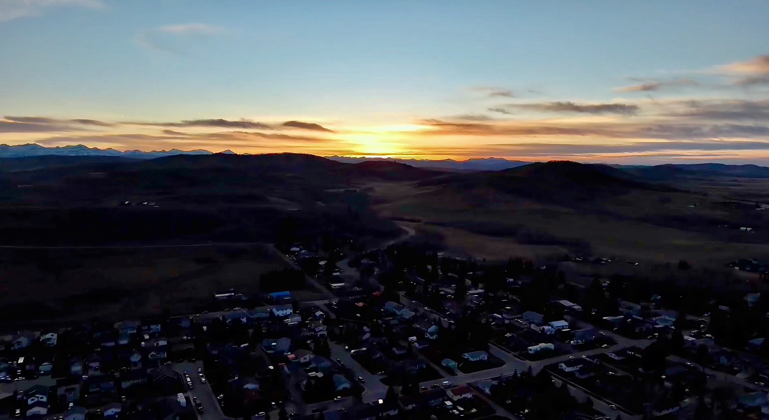 Twilight aerial of Diamond Ridge