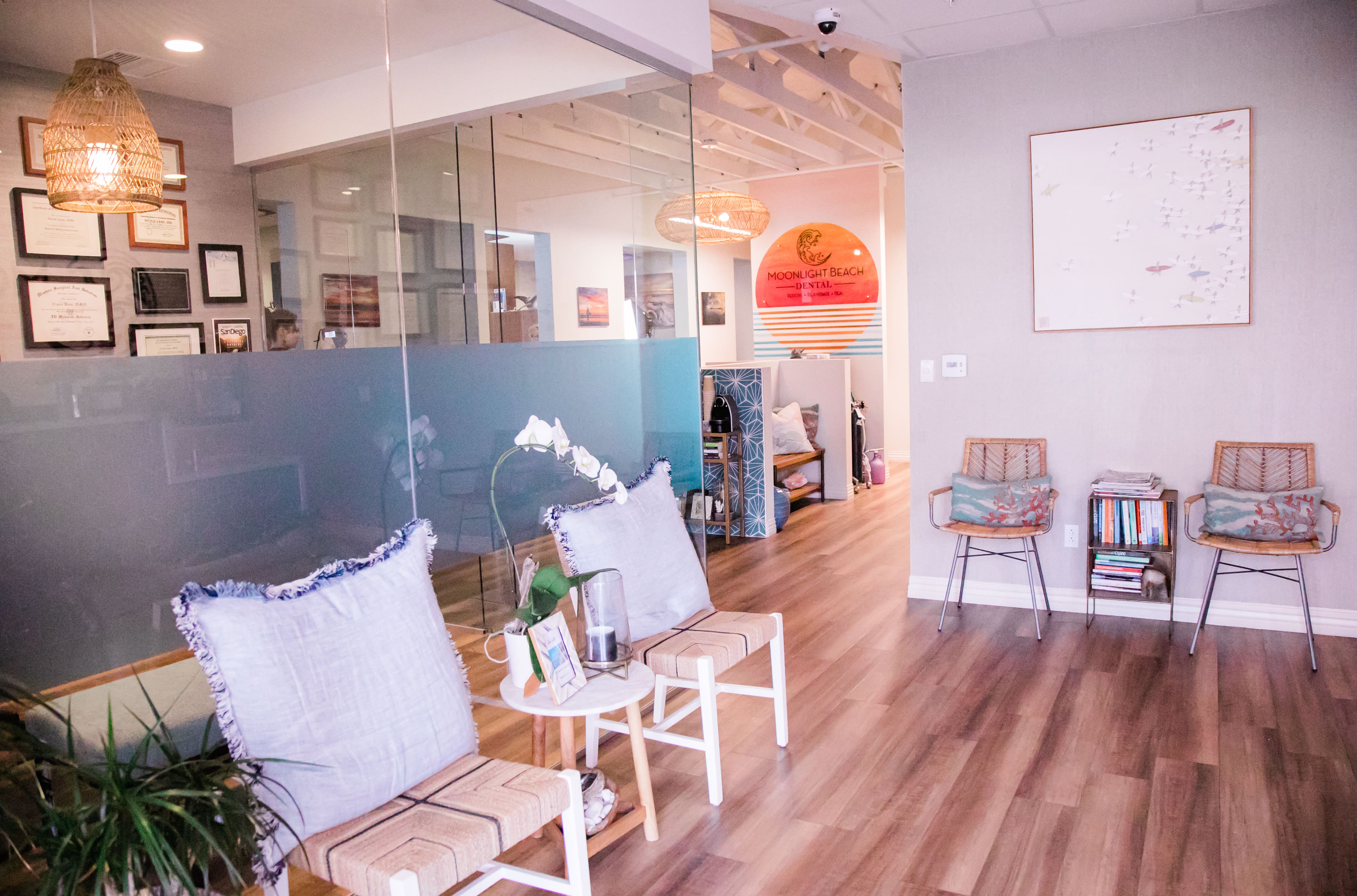 waiting room at Moonlight Beach Dental office.
