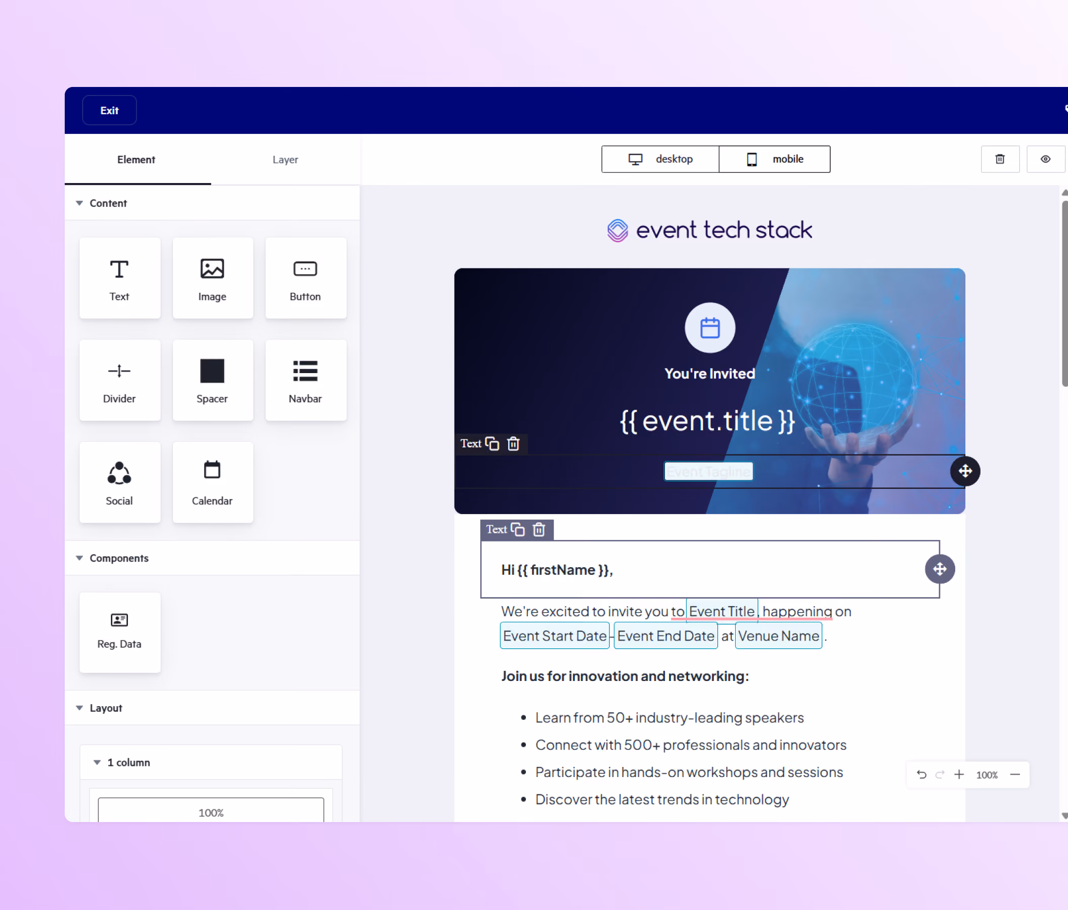 Event Marketing - Drag-and-Drop Email Builder