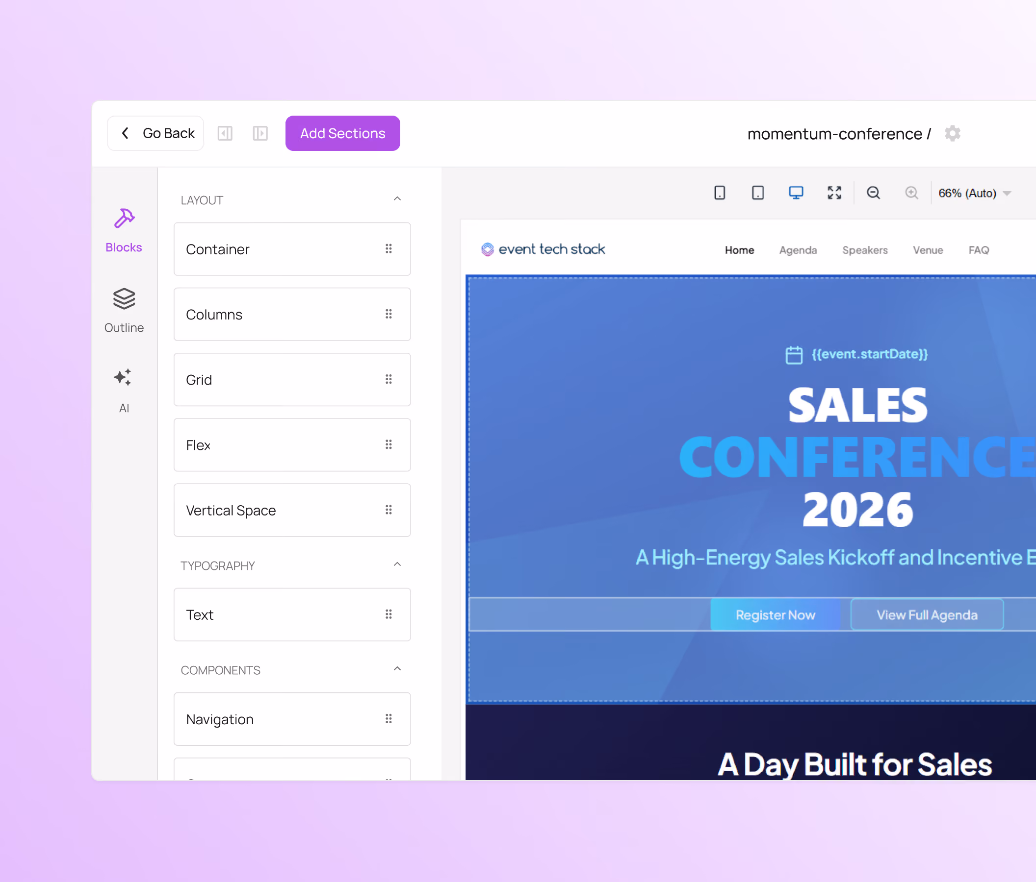 Event Websites - Drag-and-Drop Page Builder