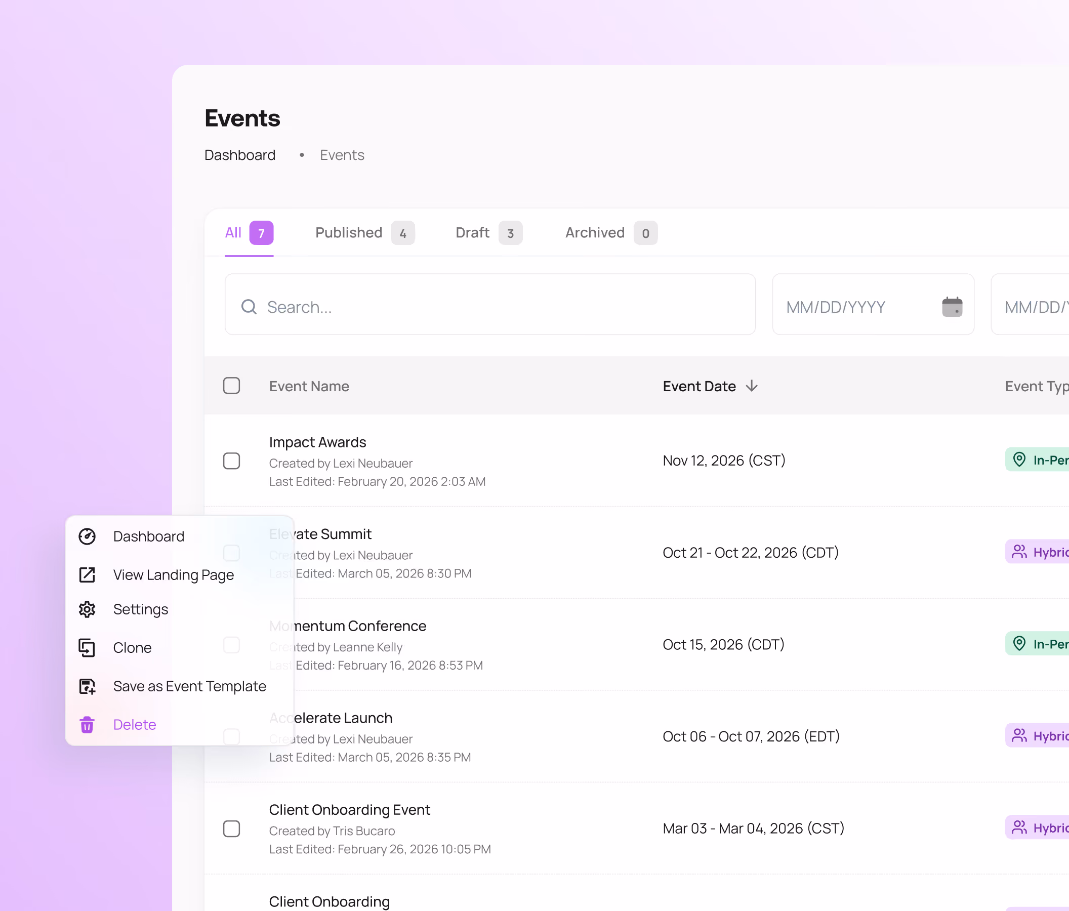 Multi-Event Management - Smart Customization