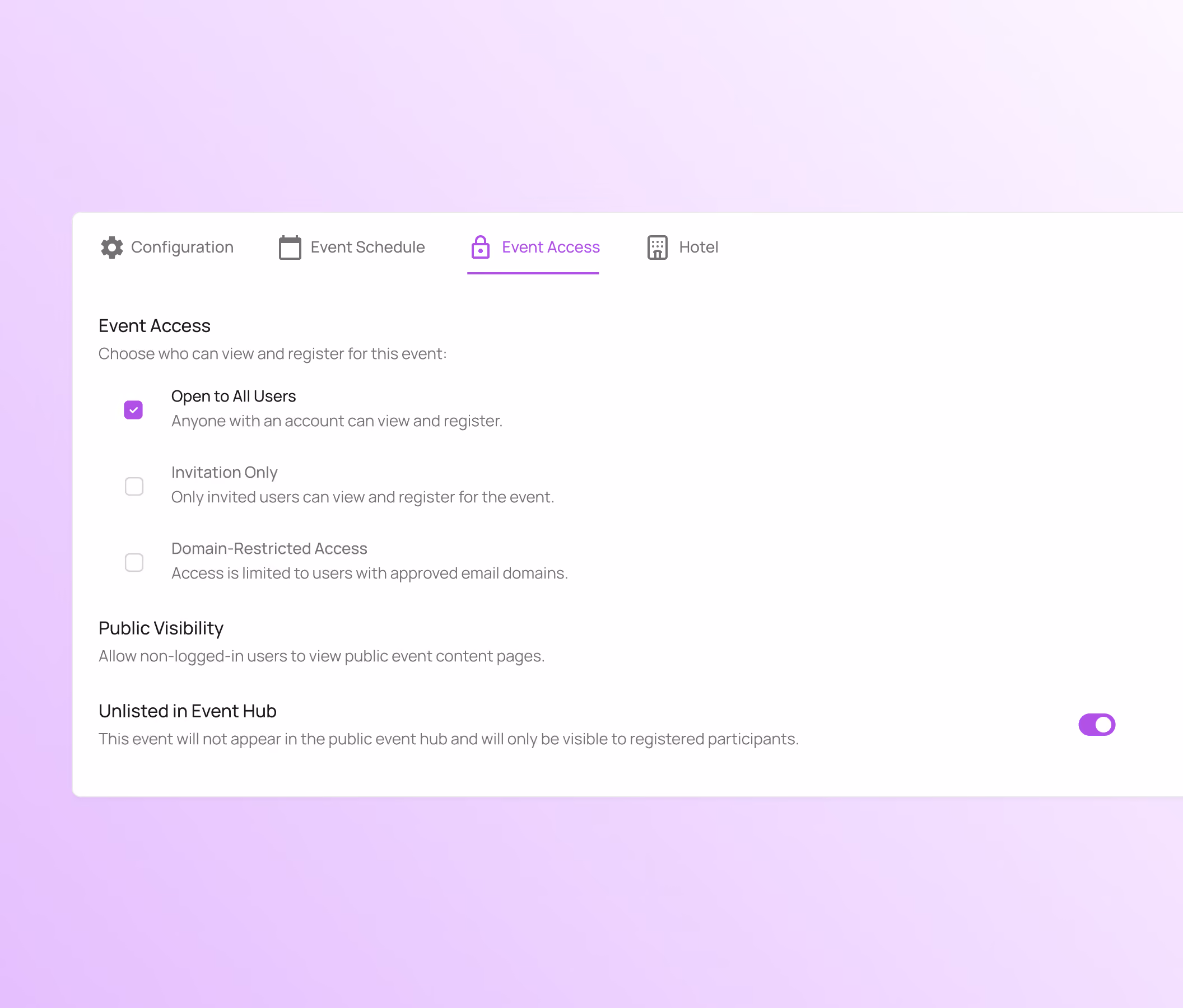 Event Hub - Flexible Access