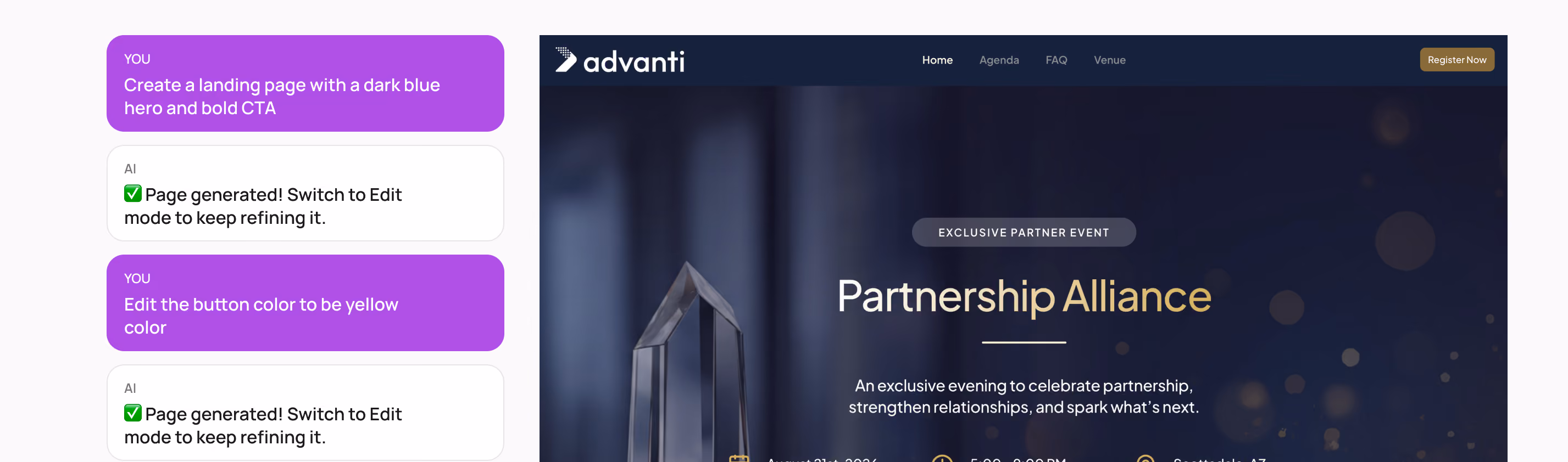 AI Event Builder - Event Landing Page Content