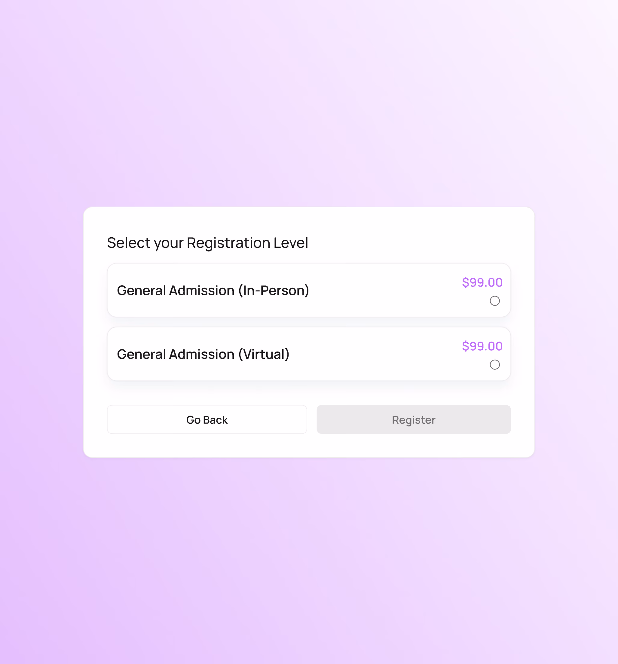 Event Types - Registration