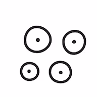 Four black circles each with a smaller filled circle inside, arranged in a 2x2 grid.