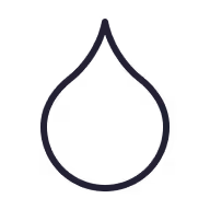 Simple black outline of a water droplet on a transparent background.