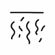 Icon with a horizontal line above four wavy vertical lines and small diagonal strokes, suggesting heat or steam rising.