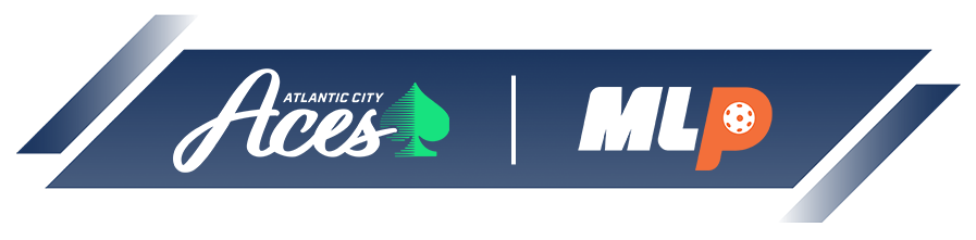 Atlantic City Aces logo with a spade symbol next to MLP logo featuring a stylized orange paddle ball.