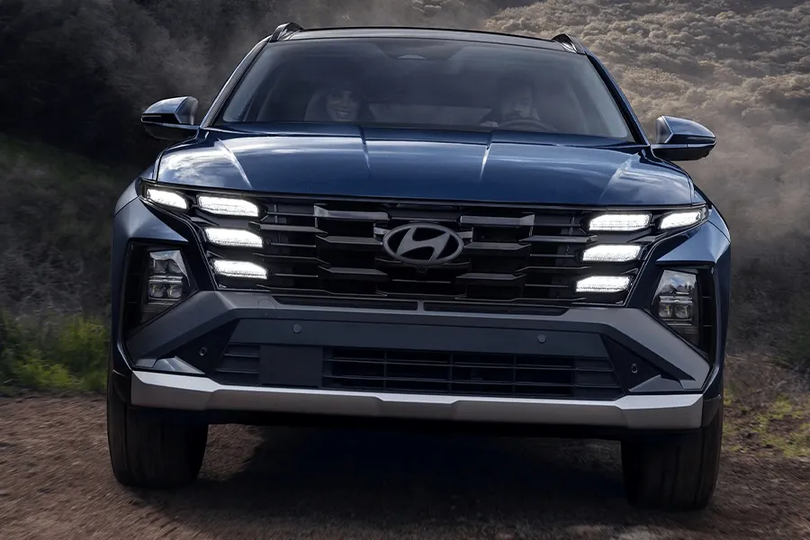 Hyundai SUV front headlights close-up