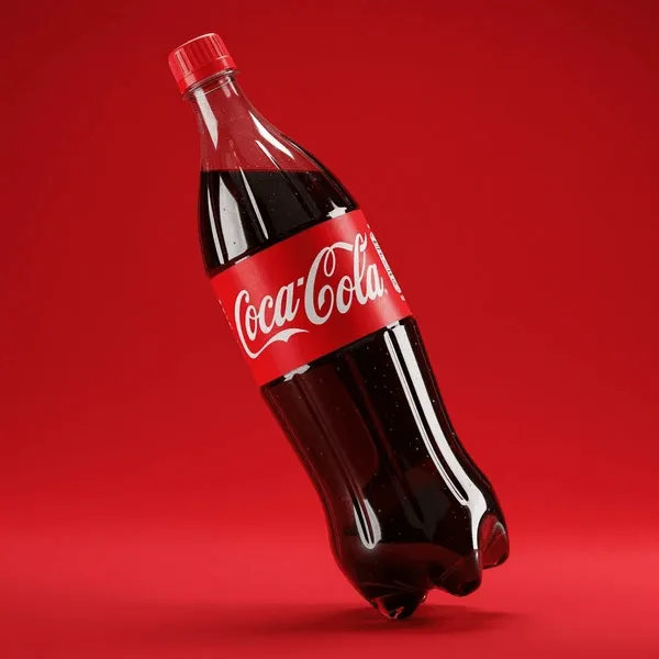 Coca-Cola bottle on red background