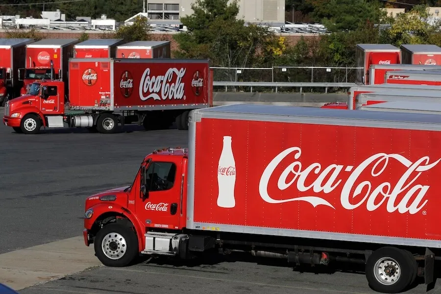 Coca-Cola delivery truck on the road