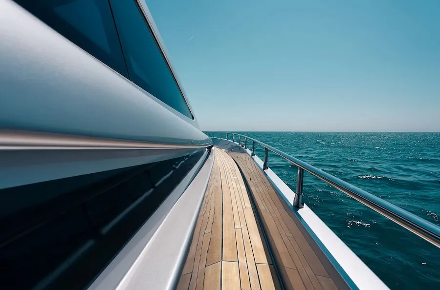 Yacht deck view over the ocean