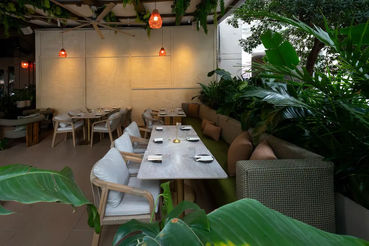 Long table on the open-air Patio Terrace at ZIVA Miami