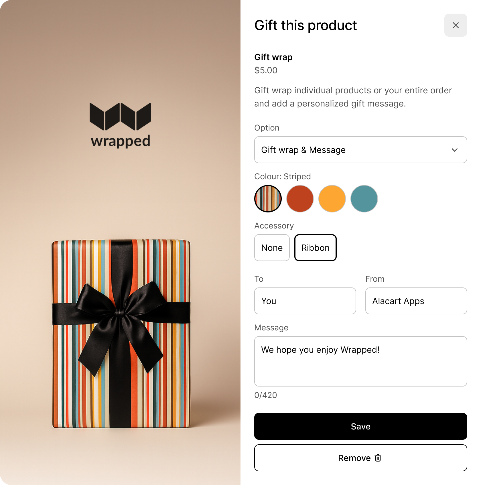 Wrapped Gift Block — gift wrapping and messaging for Shopify
