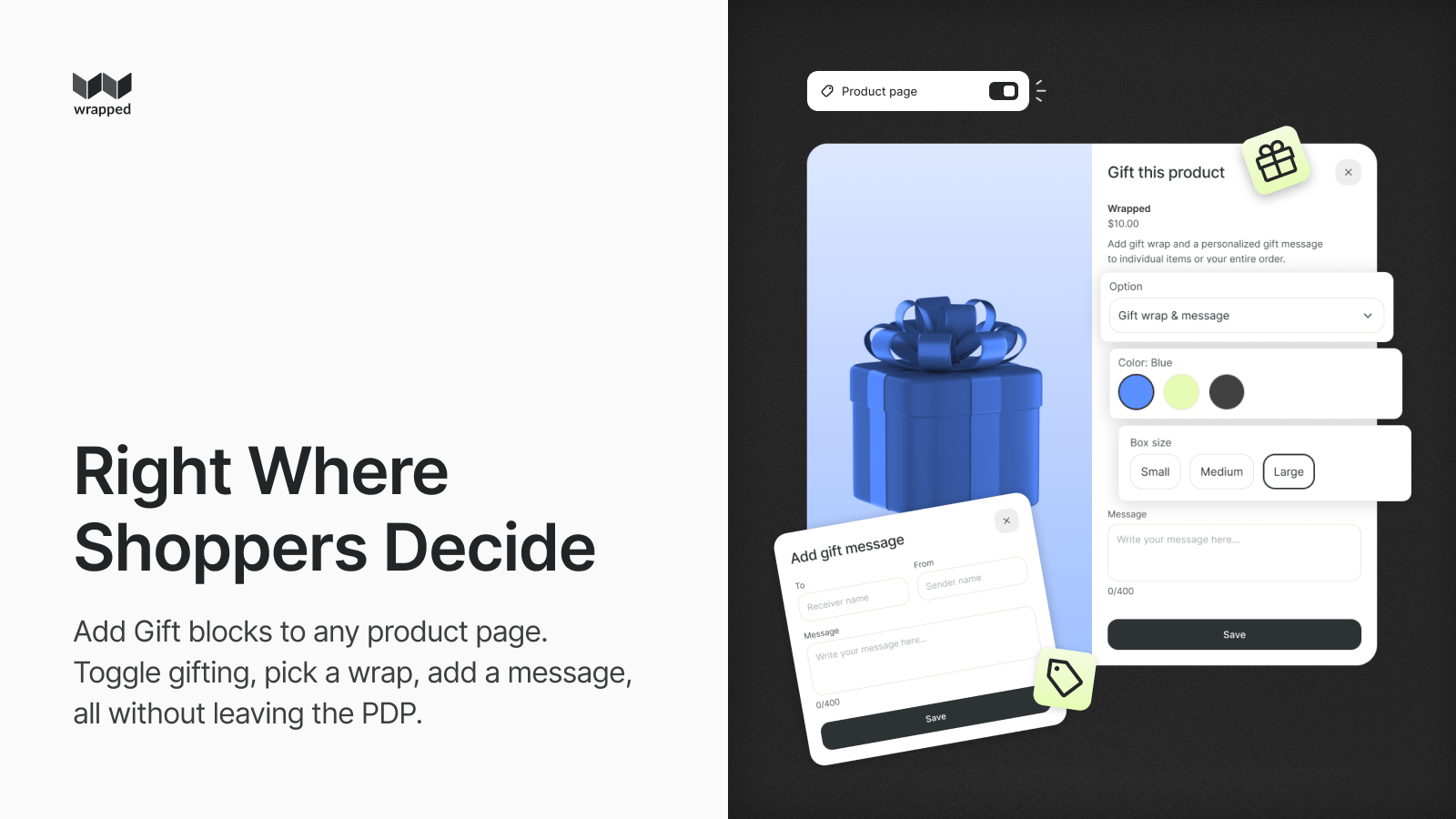 Wrapped gift options on a Shopify product page